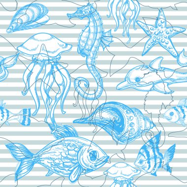 Sea seamless pattern clipart