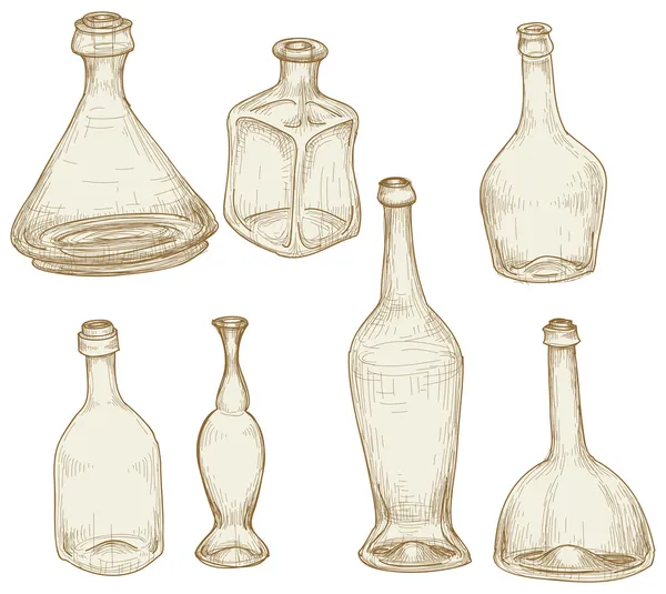 Bottiglie disegni — Vettoriale Stock