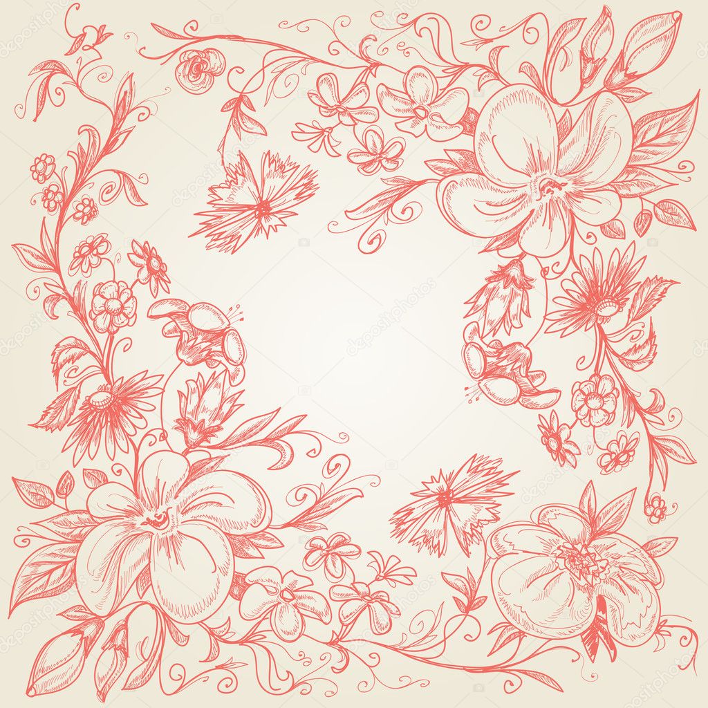 Hand drawn floral frame