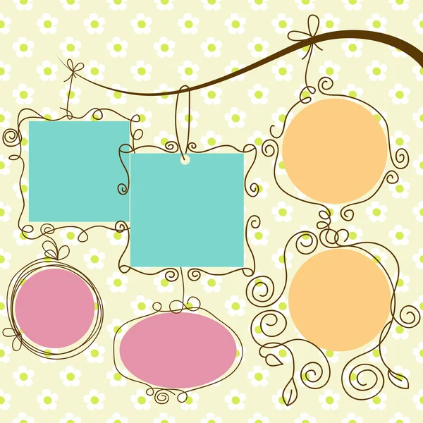 Cute frames hanging, retro style — Stock Vector