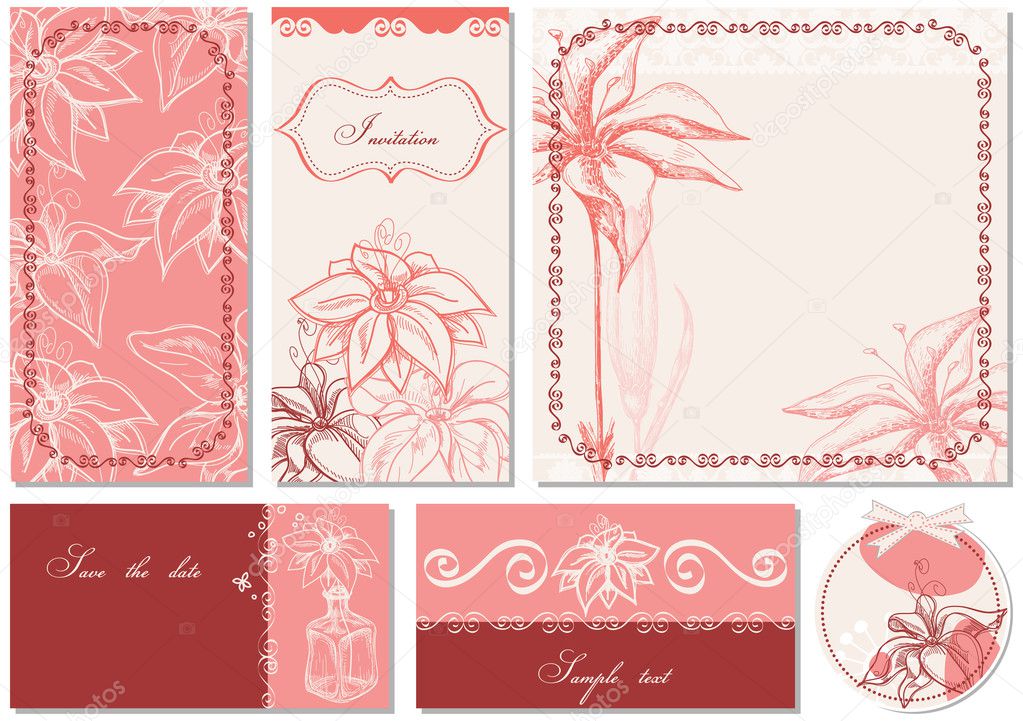 Retro floral backgrounds, lily theme