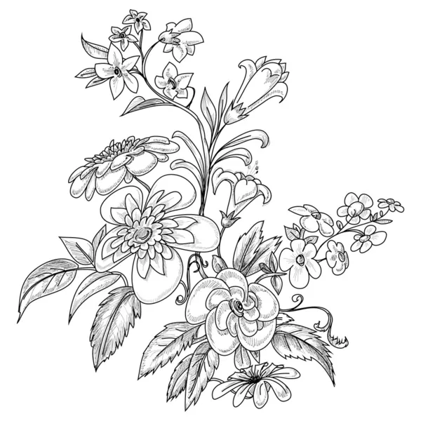 Grafische sierlijke bloemen — Stockvector