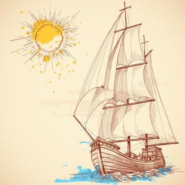 Vector sailing boat