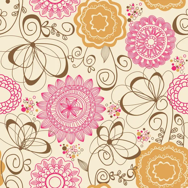 Flores abstractas patrón sin costura — Archivo Imágenes Vectoriales