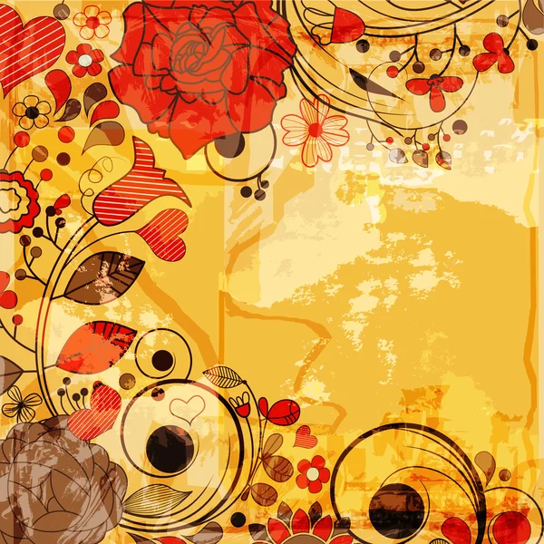 Vieux papier fond floral — Image vectorielle