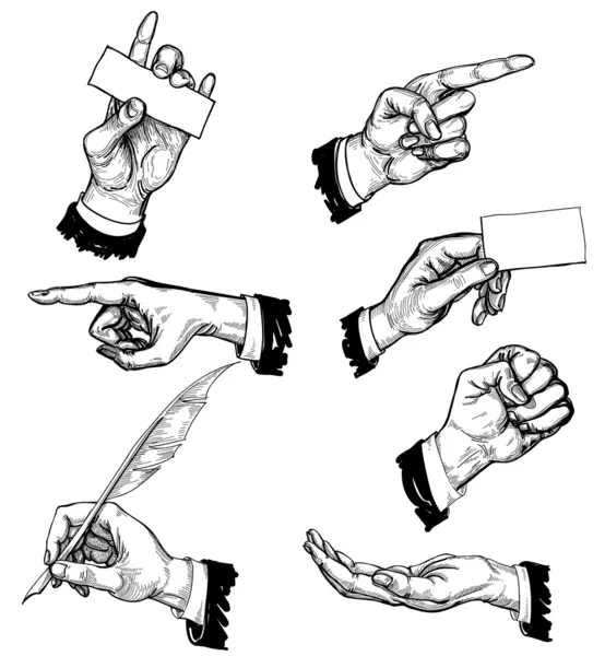 Ruce v různých gestech — Stockový vektor