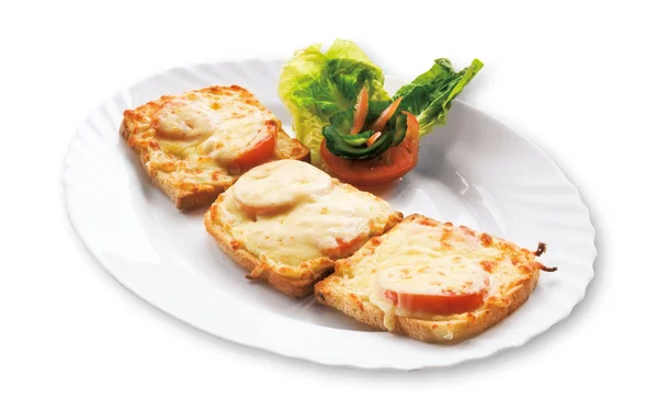Sanduíche com presunto e queijo isolado em branco — Fotografia de Stock