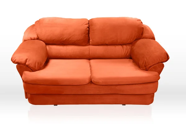 Rote Couch isoliert auf weißem Hintergrund. — Stockfoto