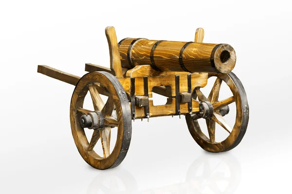 Cannone di legno isolato su sfondo bianco — Foto Stock