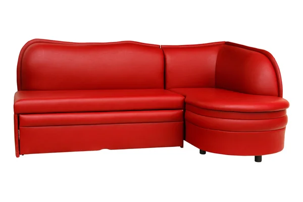 Czerwona kanapa na białym tle. — Zdjęcie stockowe