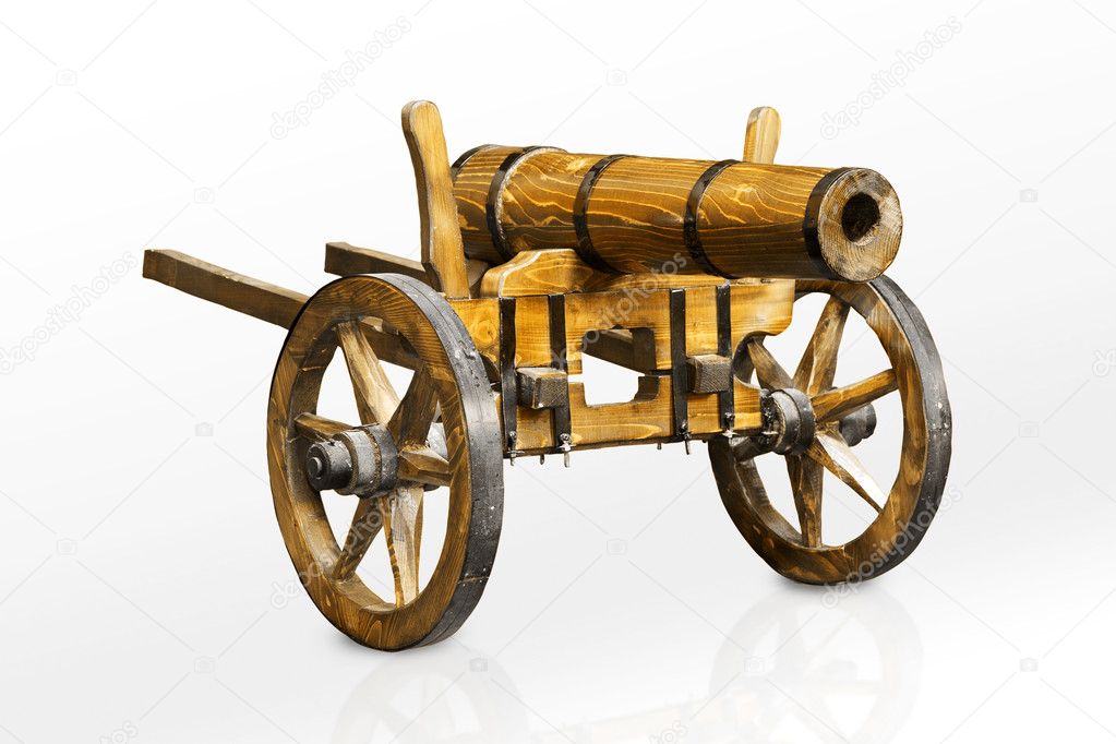 Wood cannon isolated on white background