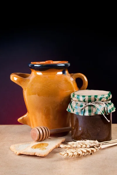 stock image Jar of honey and jam