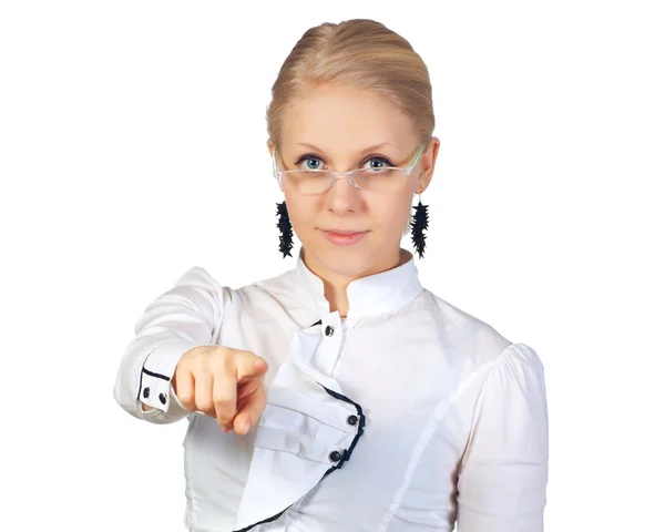 Affärskvinna som pekar på dig — Stockfoto