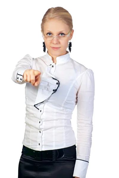 Businesswoman pointing at you — Stock Photo, Image