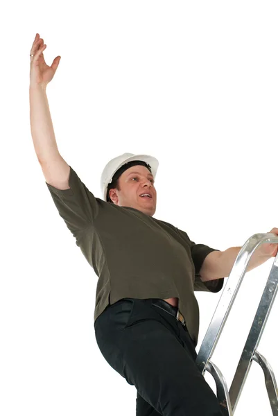 Trabalhador cair de uma escada — Fotografia de Stock