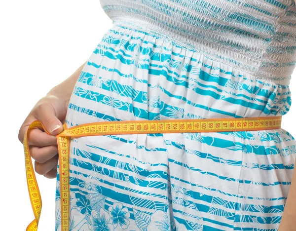 Femme enceinte mesure son ventre — Photo