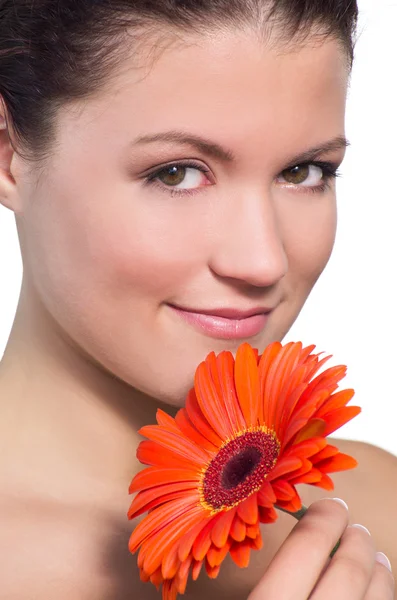 Beauty with flower — Stock Photo, Image