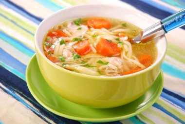 Chicken soup with noodle clipart