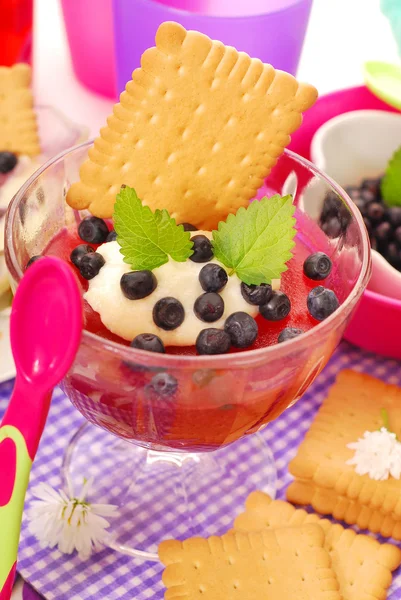 Jeleu de afine cu semolină și biscuit pentru copil — Fotografie, imagine de stoc