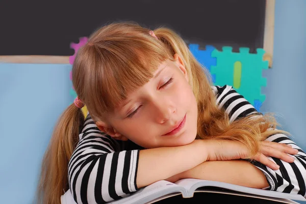 Unavený školačka — Stock fotografie