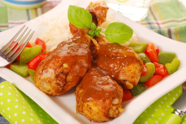 Baked chicken legs with curry — Stock Photo, Image