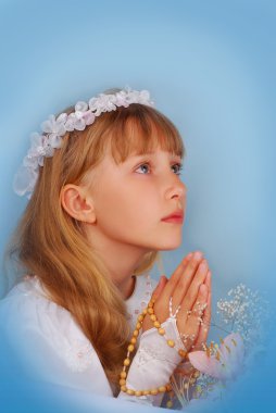 Girl going to the first holy communion clipart