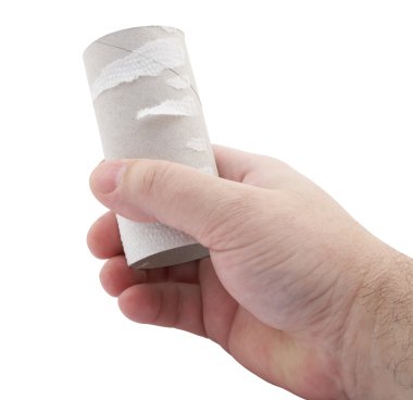 Toilet paper rolls in hand clipart