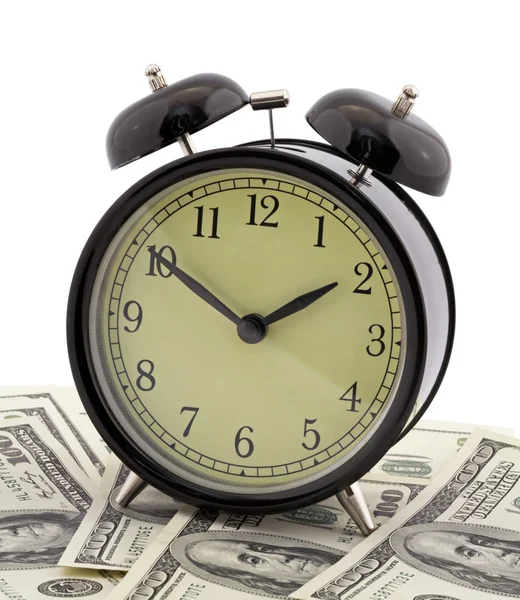Alarm clock and dollars — Stock Photo, Image