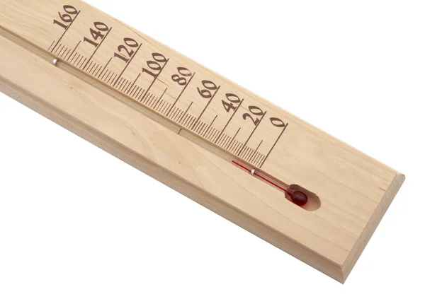 stock image Wooden thermometer, sauna