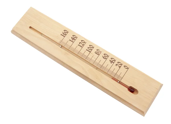 Termômetro de madeira, sauna — Fotografia de Stock