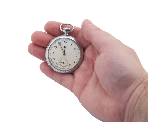 Reloj de bolsillo en la mano — Foto de Stock