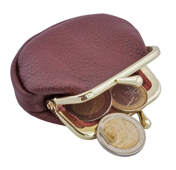 Wallet and euro coins — Stock Photo, Image