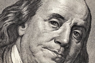 Benjamin Franklin portrait from 100 dollars banknote clipart