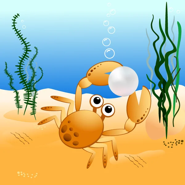 螃蟹和一颗珍珠 — 图库矢量图片