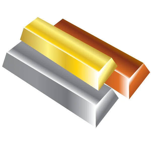 Kovové zlaté ingoty — Stockový vektor