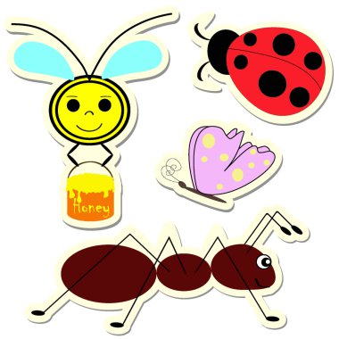 Set of vector insect stickers clipart