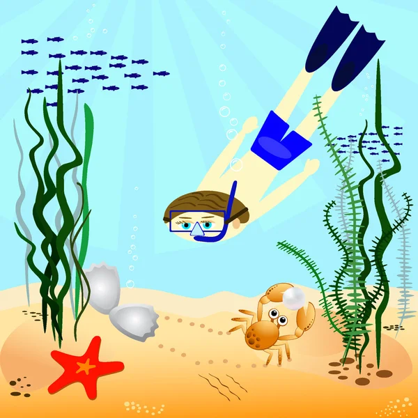 Plongeur de perles — Image vectorielle