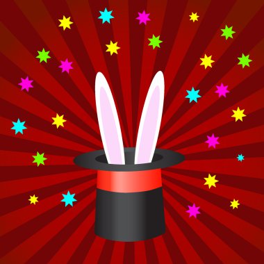 Magic hat with bunny ears clipart