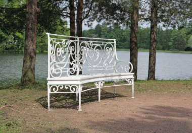 White garden bench clipart