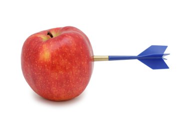 Apple hit by arrow, isolated clipart