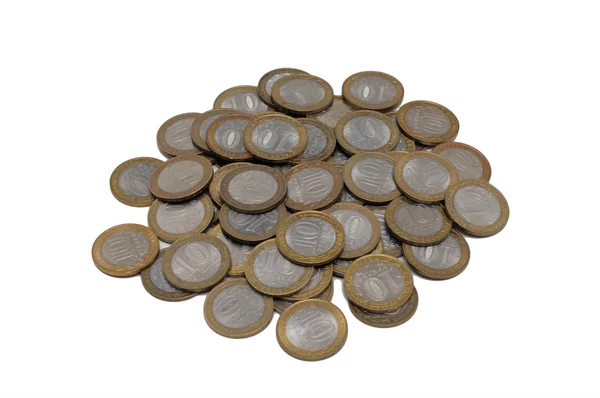 Κέρματα που απομονώνονται σε λευκό φόντο — Φωτογραφία Αρχείου