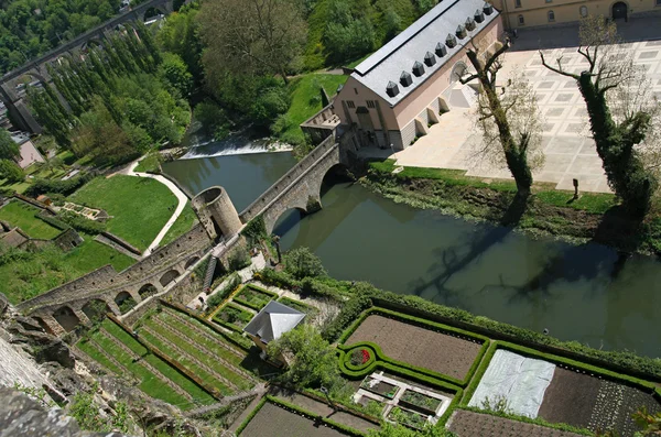 Uitzicht vanaf de corniche. Luxemburg — Stockfoto