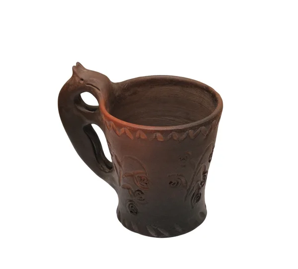 Brown old style cup, isolated — Stock Photo, Image