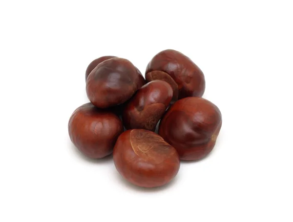 Pile of chestnuts, isolated — Stock Photo, Image
