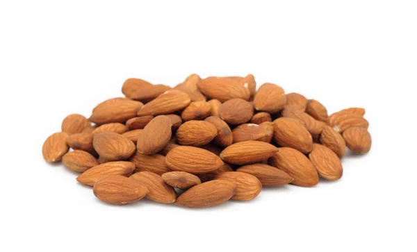 Pile of almonds, isolated — Stock Photo, Image