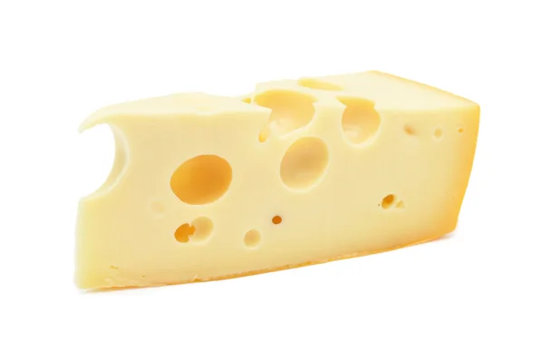 Кусок сыра, изолированный — стоковое фото