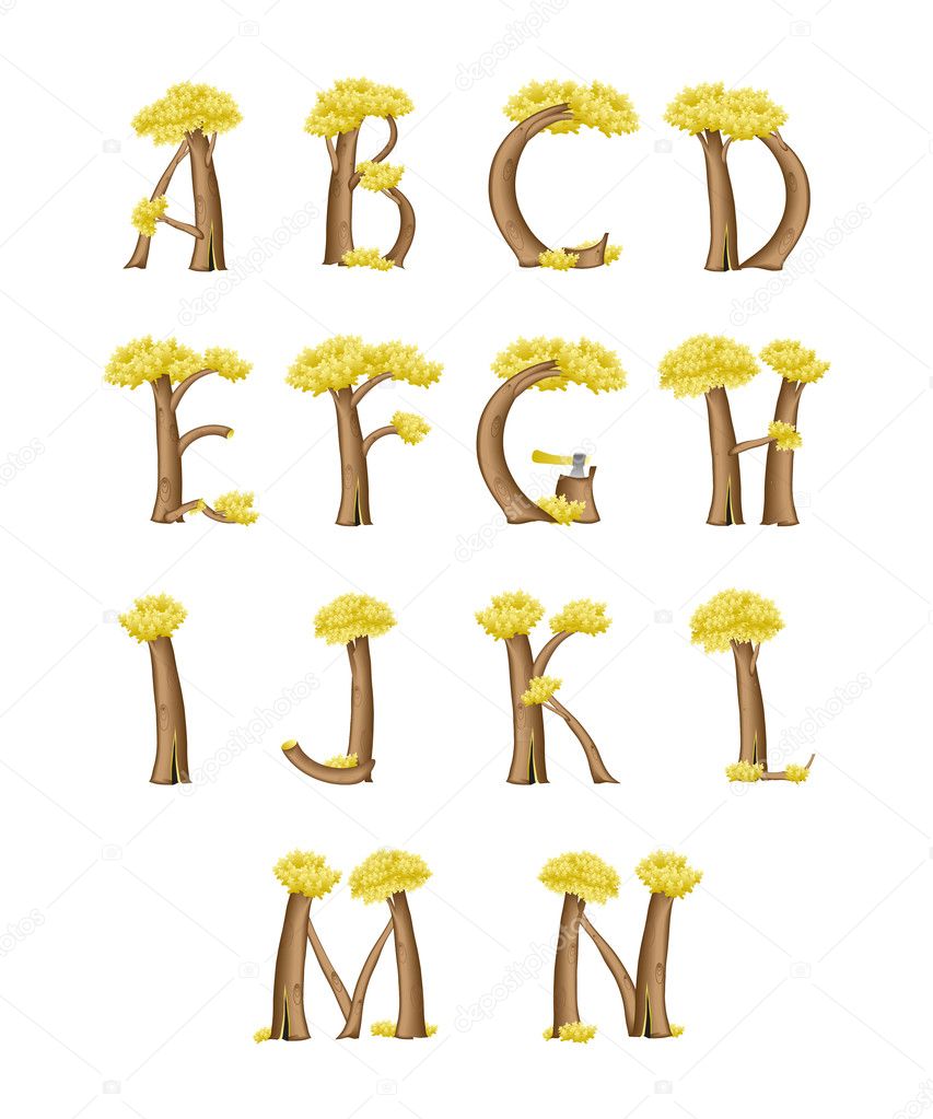 The letters in the form of a tree