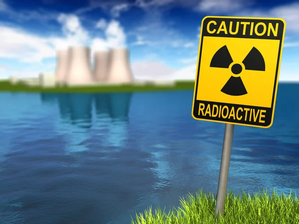 Radioactivity Sign And Nuclear Power Plant — Stock Photo, Image