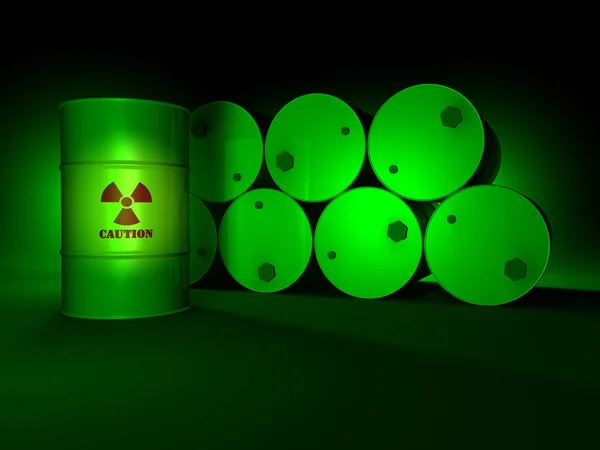 Green Radioactive Barrels — Stock Photo, Image