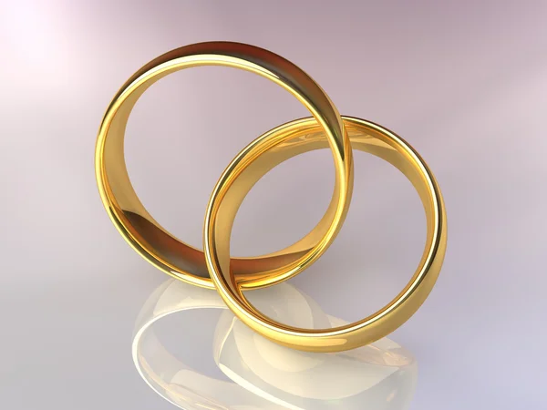 Bagues de mariage en or ensemble — Photo